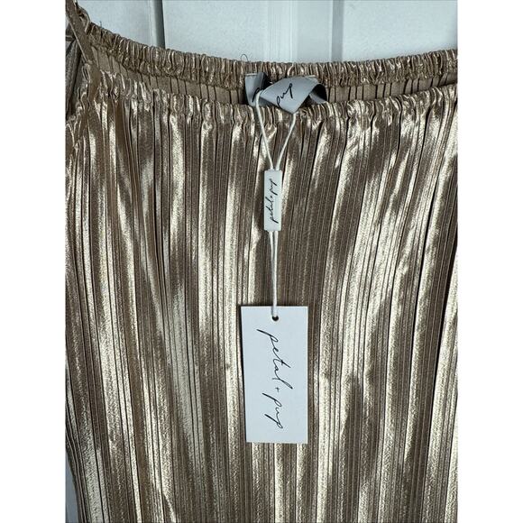 Petal and Pup Liza Gold Pleated Maxi Dress Size Small NWT - Picture 6 of 8